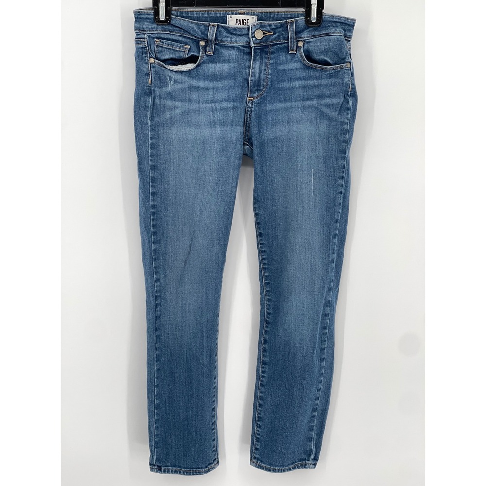 Paige Kylie Crop Jeans Blue Straight Leg Denim Size 29